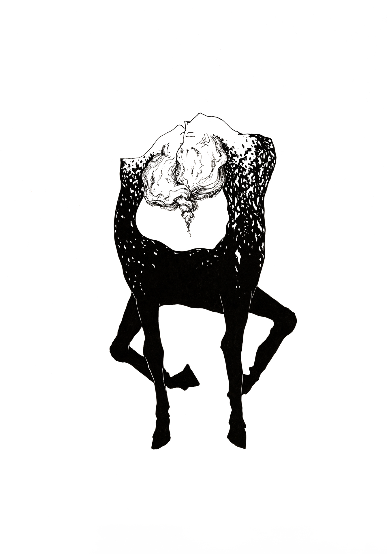 Large fine art print. Two half-human half-horse creature united in a kiss.