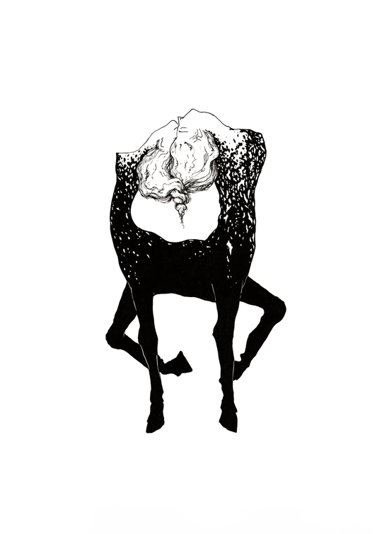 Large fine art print. Two half-human half-horse creature united in a kiss.